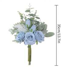 1束人工玫瑰花束,由花匠手工製作,逼真觸感仿真花,適用於diy婚禮花束、場景裝飾、晚宴餐桌裝飾、房間裝飾、家居裝飾等多種用途 - 藍色 - 查看 2