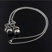 1 件男士经典拳击手套吊坠项链，金色黑色白色拳击手套吊坠