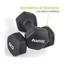 Par Pesas Mancuernas 5kg 11lb Neopreno BodyFit - Negro - Ver 3