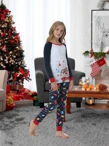 Conjunto De Roupas Femininas De 2 Peças Com Adorável Impressão De Rena E Luz Colorida, Incluindo Tops E Calças Confortáveis, Perfeito Para A Família No Feriado De Natal