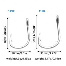 JTUUWRAP 10 件/包大號 108276 魚鉤,用於捕捉鯊魚、鱘魚、鮪魚和其他深海魚類,由不銹鋼漁具製成 - 灰色 - 查看 4
