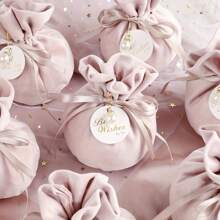 10pcs Velvet Round Bottom Gift Bags - Pink - View 2