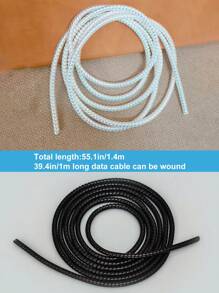 2pcs 1.4m Laser Black & White Data Cable Protector Charger Protector