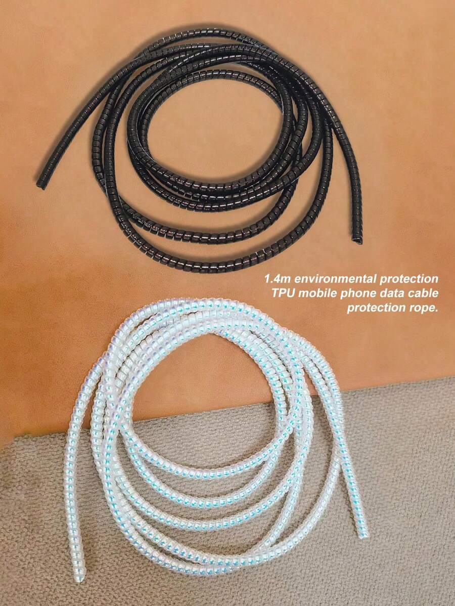 2pcs 1.4m Laser Black & White Data Cable Protector Charger Protector