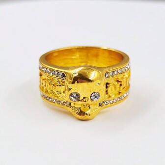 1pc Cross-Border Hot Punk Style Skull Shaped Men's Ring