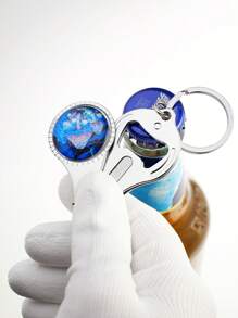 1pc Men's Multifunctional Nail Clipper Keychain With Handmade Glass Domed Pendant Featuring Blessing Message For Father's/Mother's Day, Stylish And Creative Gift - Multicolor - View 3