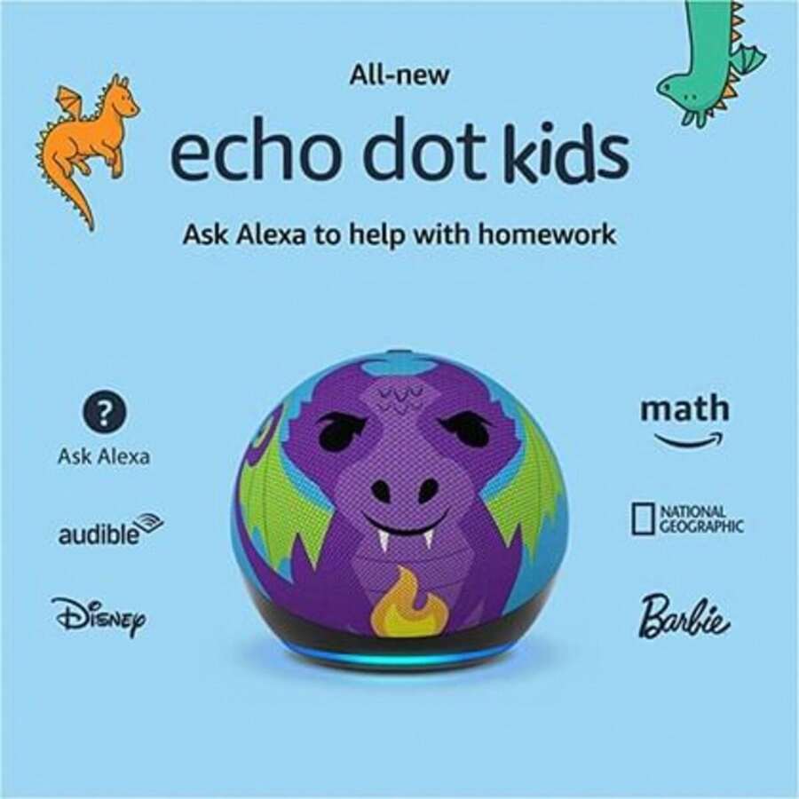 Echo Dot Echo Dot 5th Gen Kids - Dragon 110v/240v - Roxo - Visão 1