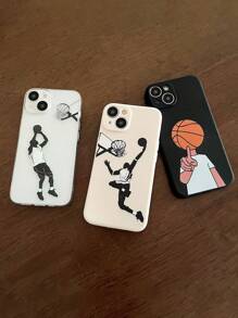 苹果 3 件装透明手机壳，印有篮球图案，哑光黑/白，适用于 iPhone 16/16 Pro/16 Plus/16 Pro Max - 彩色 - 查看 3
