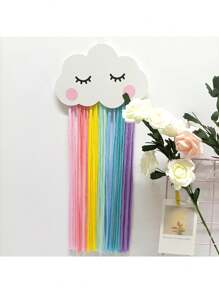 1pc Smiling Face Cloud & Rainbow Design Hanging Decoration For Home, Kids Room And Bedroom, Can Be Used As Hair Clip Or Wall Organizer - White - View 1