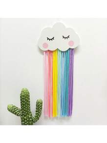 1pc Smiling Face Cloud & Rainbow Design Hanging Decoration For Home, Kids Room And Bedroom, Can Be Used As Hair Clip Or Wall Organizer - White - View 5