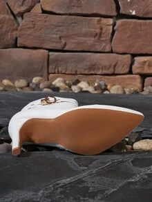 女士白色時尚尖頭高跟靴 - 白色 - 查看 3