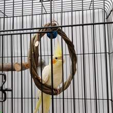 1入蘋果樹枝編織的鳥玩具環,鸚鵡吊環,鳥類鞦韆,鳥籠架葡萄藤環,啃咬玩具 - 咖啡棕 - 查看 10