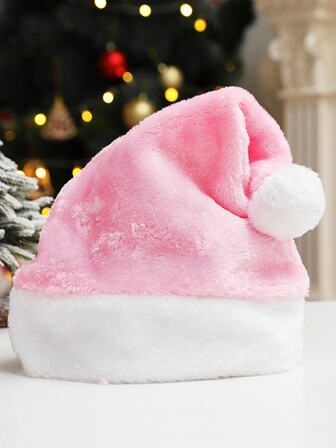 1 Gorro de Navidad Rosado Elegante y a la moda con lindo elegante. Regalo de año nuevo. Lindo gorro de Navidad con gorro de Navidad rosado. Regalo de navidad para amigos.