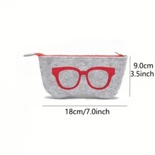 1pc Upgrade Your Glasses With This Stylish Neutral Wool Felt Eyeglass Pouch! - Black - View 3