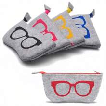 1pc Upgrade Your Glasses With This Stylish Neutral Wool Felt Eyeglass Pouch! - Black - View 2