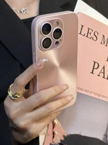 1 件奢华亮面电镀反光软壳适用于 17 AIR 16 15 13 12 14 11 Pro Max 相机保护时尚防震保护套 - 粉色 - 查看 3