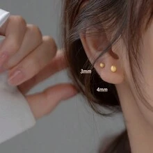 1 件時尚簡約金色不鏽鋼磨砂小球配件適合女士日常佩戴 - 金色磨砂小球 - 查看 3