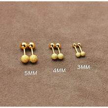 1 件時尚簡約金色不鏽鋼磨砂小球配件適合女士日常佩戴 - 金色磨砂小球 - 查看 7