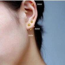 1 件時尚簡約金色不鏽鋼磨砂小球配件適合女士日常佩戴 - 金色磨砂小球 - 查看 2