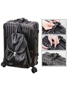 1 Dây đeo hành lý chống trộm, Kẹp giữ đa năng, Kẹp túi xách để đựng quần áo, chai lọ, túi xách để kết nối hành lý, giúp bạn rảnh tay, dành cho nam nữ, vật dụng cần thiết khi đi du lịch, Dây đeo hành lý, Dây đeo túi du lịch, Dây đeo cho chuyến bay du lịch, chuyến công tác, kỳ nghỉ, vali, ba lô, túi đi học, phụ kiện học tập, đồ dùng học tập - màu đen - Xem 2