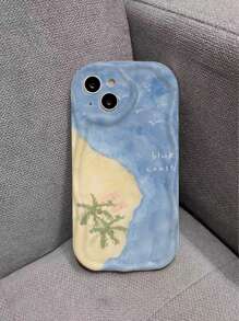 1pc White 3d Wave Patterned Beach Vacation Phone Case Compatible With iphone - Multicolor - View 4
