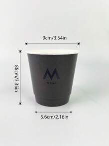 10pcs 280ml Black Print M Double-Wall Disposable Coffee Paper Cup For Family Gathering, Business Reception, Suitable For Hot And Cold Drinks