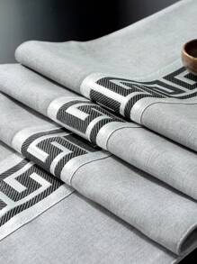 1入新中式幾何圖案桌旗,防水茶几桌布,適用於輕奢茶几,長桌布 - 灰色 - 查看 7