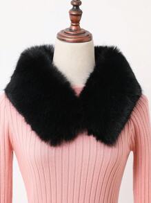 Bufanda De Cuello De Piel De Imitación De Zorro Negro De Moda Y Abrigo Para Hombres Y Mujeres En Otoño E Invierno, Elegante Y Cálida, Con Diseño De Pelo De Color Sólido Y Desmontable, Uso Diario Y Versátil - Negro - Ver 5