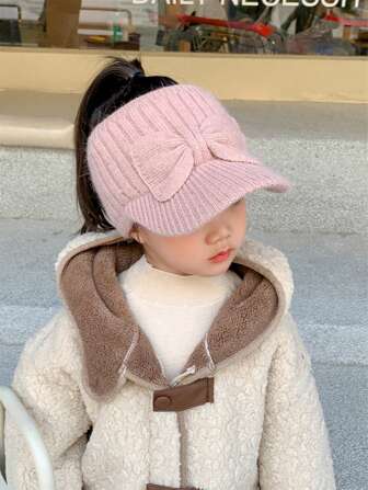 Children's Knitted Hat For Girls Baseball Cap Warm Autumn And Winter New Style Baby Girl Sun Hat Baseball Cap 50-55cm 3-12 Years Old