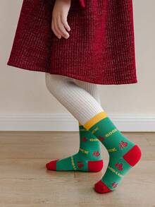 5對/組兒童秋冬格子及字母圖案中筒襪,和平與好運主題(適合年齡1-2, 2-3, 3-8, 8-12) - 彩色 - 查看 2