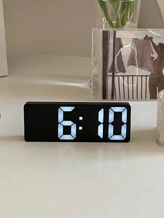 1pc LED Mirror Desk Clock, Digital Alarm Clock With Snooze Function, Time Display, Desk Electronic Clock, Snooze Function, Night Light, Desk USB Clock, Home Decor, Smart Clock, Bedroom/Office Desk Clock, Home Decor, Room Decor, Digital Clock, Bedroom Decor, Dorm Decor, Back To School Decor, School Surprise, Study Supplies