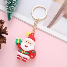 5 Piezas Llaveros Con Temática Navideña, Incluyendo Diseño De Árbol De Navidad Y Ciervo - Multicolor - Ver 8