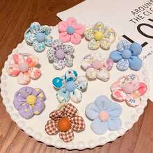 10入組女孩可愛的髮飾,甜美公主和鄉村風格的花卉布花,適用於兒童和寶寶少頭髮的頭帶和髮圈,日常使用和禮物