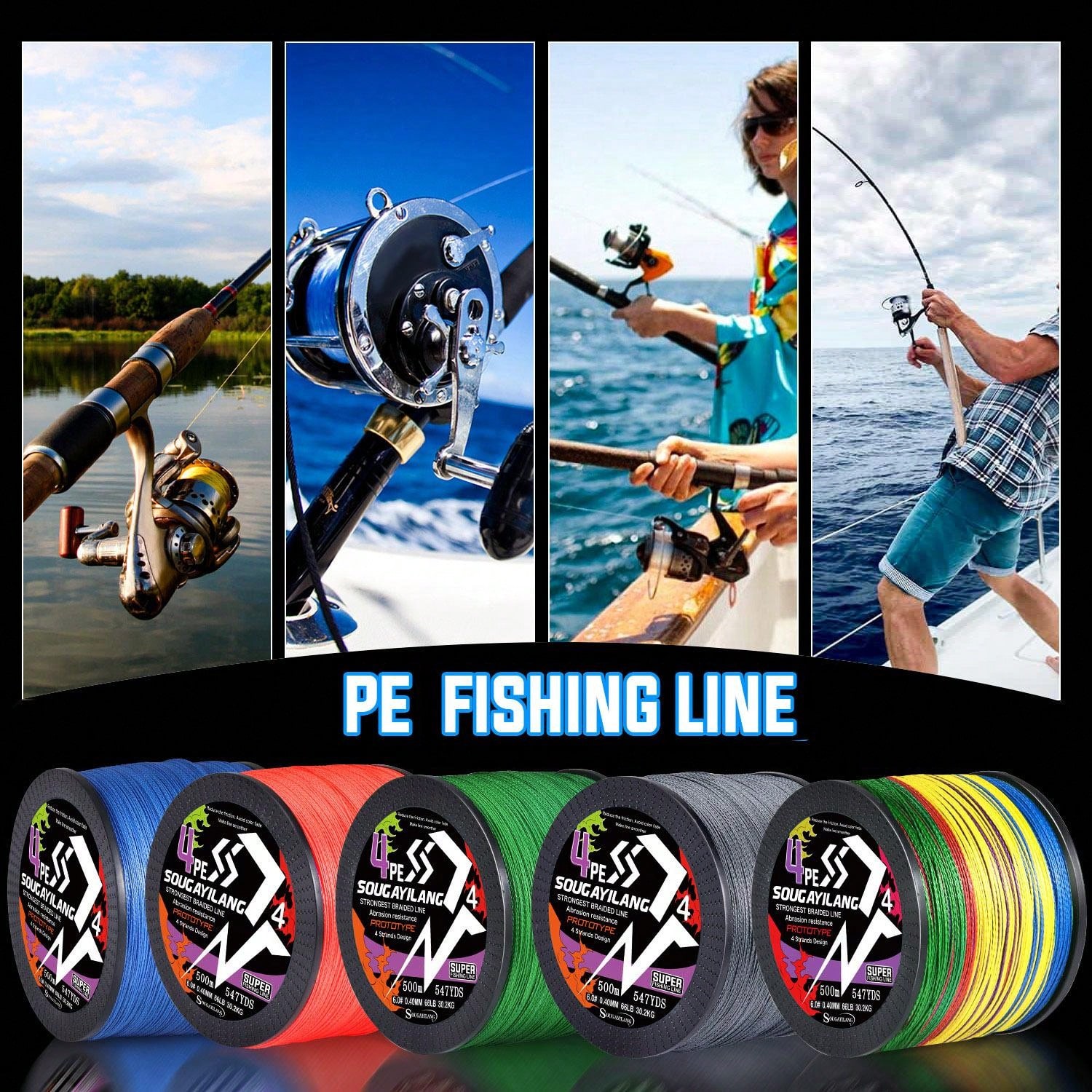 SOUGAYILANG 4 Strands Premium PE Braided Fishing Line HighStrength