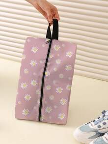 Bolsa de almacenamiento de zapatos de viaje con estampado floral diminuto de estilo minimalista