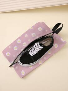 Bolsa de almacenamiento de zapatos de viaje con estampado floral diminuto de estilo minimalista