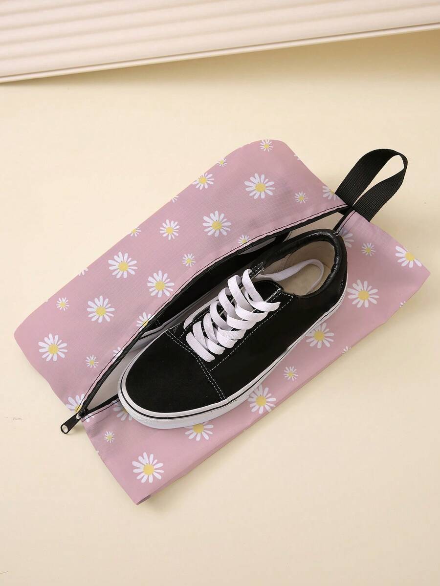 Bolsa de almacenamiento de zapatos de viaje con estampado floral diminuto de estilo minimalista