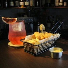 1pc Iron Fry Basket, French Fry Basket, Fried Chicken & Chips Snack Basket, Restaurant Snack Basket, Bar Fried Food Basket, Chicken Wings & Bread Basket, Fried Chicken Tray - Black - View 5