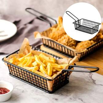 1pc Iron Fry Basket, French Fry Basket, Fried Chicken & Chips Snack Basket, Restaurant Snack Basket, Bar Fried Food Basket, Chicken Wings & Bread Basket, Fried Chicken Tray