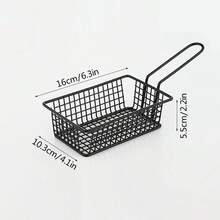 1pc Iron Fry Basket, French Fry Basket, Fried Chicken & Chips Snack Basket, Restaurant Snack Basket, Bar Fried Food Basket, Chicken Wings & Bread Basket, Fried Chicken Tray - Black - View 2