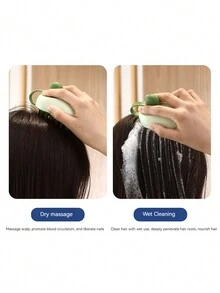 1個創意老鼠造型柔軟橡膠洗髮刷及按摩器,適用於成人 - 綠色 - 查看 5