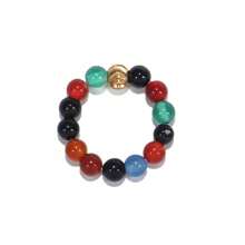 1pc 4mm Round Natural Stone Crystal Agate Energy Bead Finger Ring Elastic Energy Therapy & Relaxing Anxiety Jewelry Gift