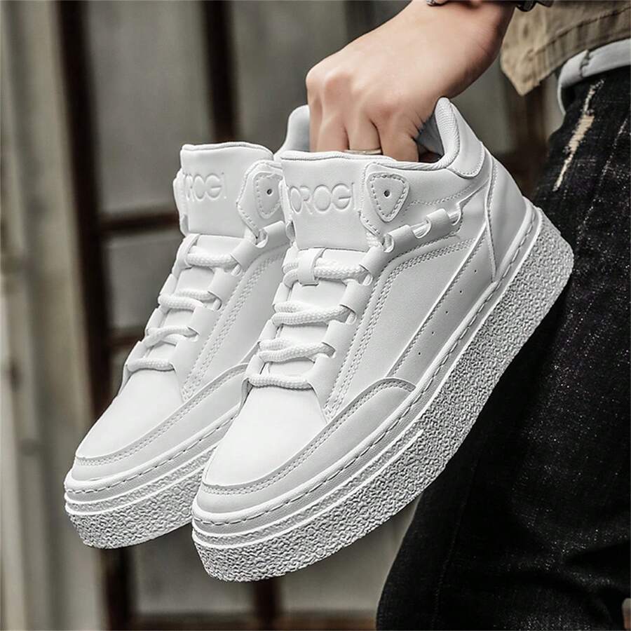 1pair 2023 New Men's Casual Mid-Top Boots - White - View 1