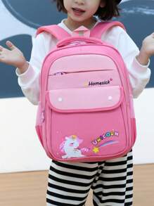 Children Backpack School Bag For Girls Pink Unicorn Pattern Bookbag For Primary School Grades 1-3 - Pink - View 3