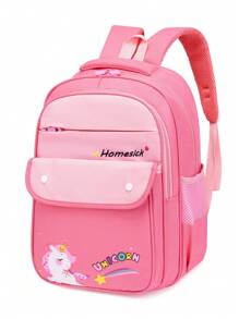 Children Backpack School Bag For Girls Pink Unicorn Pattern Bookbag For Primary School Grades 1-3 - Pink - View 1