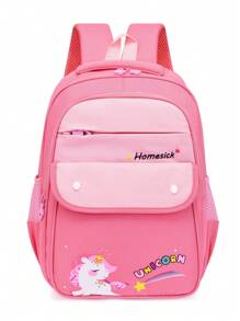 Children Backpack School Bag For Girls Pink Unicorn Pattern Bookbag For Primary School Grades 1-3 - Pink - View 4
