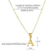 1入流行時尚不鏽鋼字母吊墜項鍊，DIY字母吊墜項鍊，名字定制禮物 A-Z字母吊墜女士項鍊 - 金黃色 - 查看 2