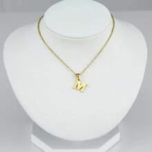 1入流行時尚不鏽鋼字母吊墜項鍊，DIY字母吊墜項鍊，名字定制禮物 A-Z字母吊墜女士項鍊 - 金黃色 - 查看 1