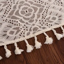 1 件桌旗米色蕾絲廚房桌布帶鏤空流蘇裝飾餐廳桌旗 - 米色 - 查看 8