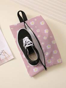 Bolsa de almacenamiento de zapatos de viaje con estampado floral diminuto de estilo minimalista
